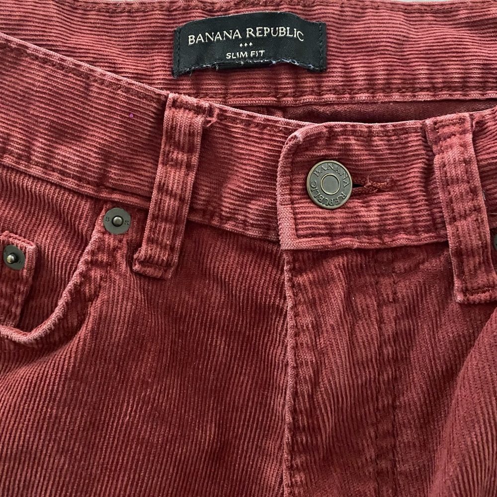 Banana Republic Red cherry Corduroy Vintage 90’s Classic Style Size 30 - Picture 2 of 8
